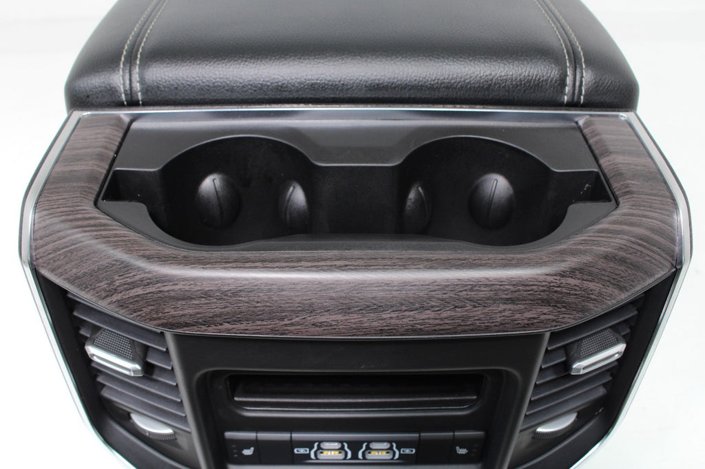 2019 - 2026 DT Ram 1500 Center Console, Black Leather w/ Logo, Wireless Charging