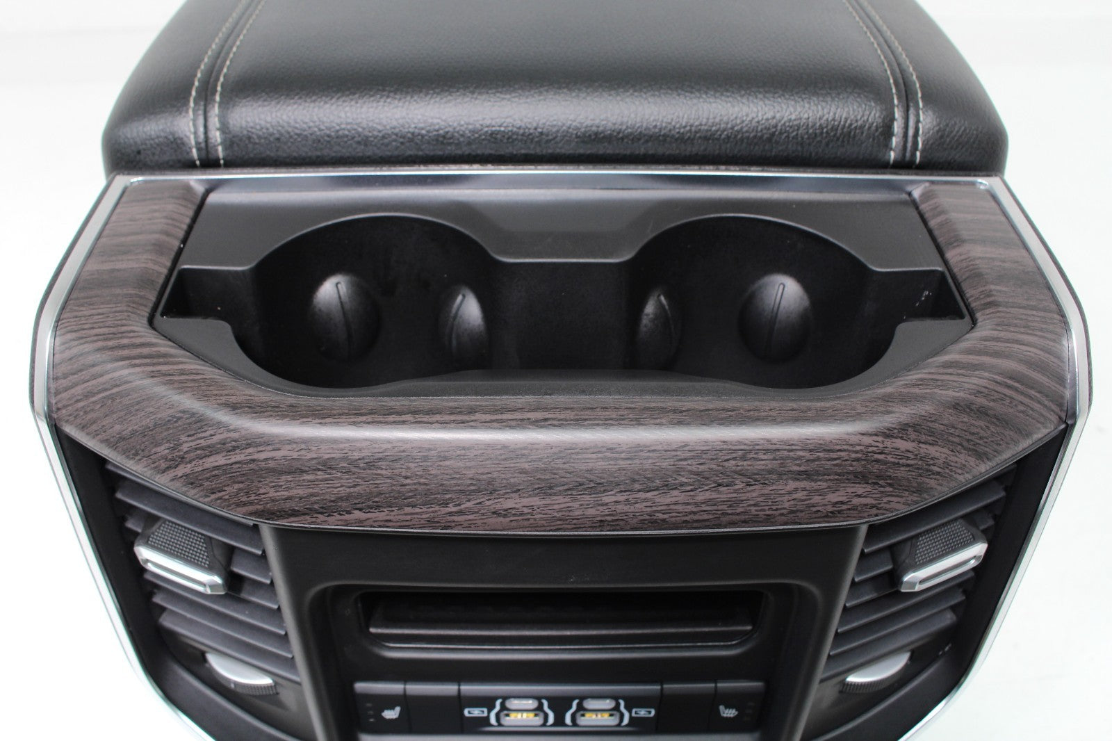 2019 - 2026 DT Ram 1500 Center Console, Black Leather w/ Logo, Wireless Charging