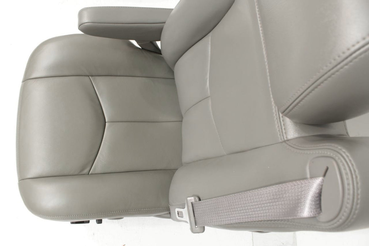 1999-2007 Sierra Silverado Heated Power Leather Seats Pewter Gray, 2-Way Lumbar