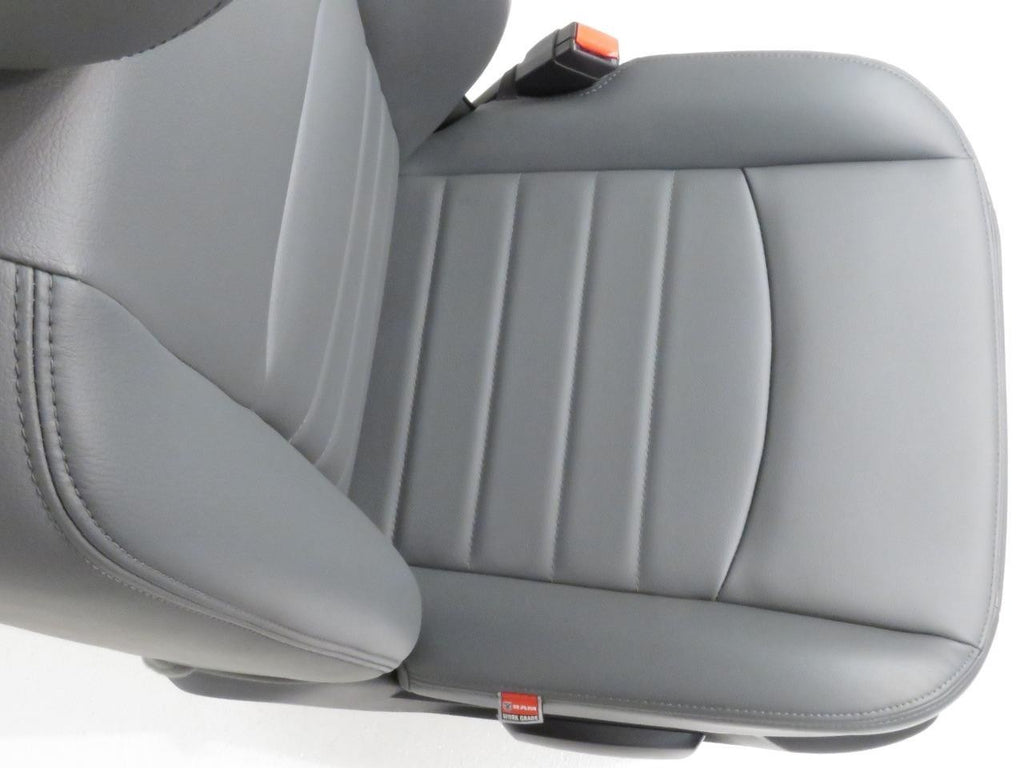 2009-2018 Dodge Ram Front Seats Pair, OEM Work Grade Gray Vinyl Manual LH RH