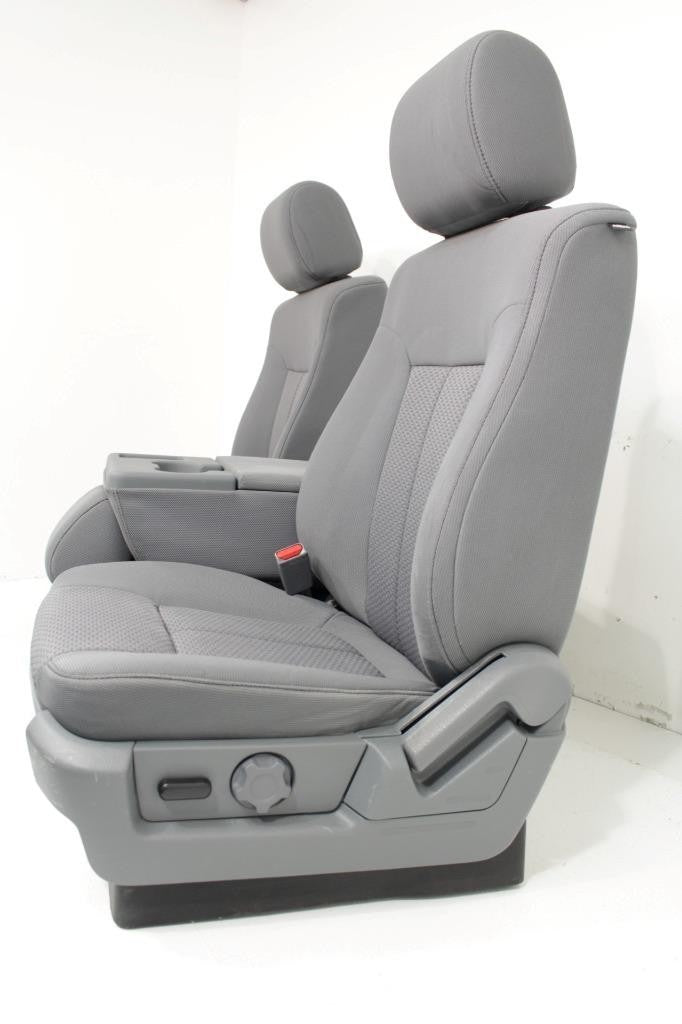 2009 - 2014 Ford F150 Front Seats w/ Jump Seat, XLT Gray Cloth w/ Power Driver