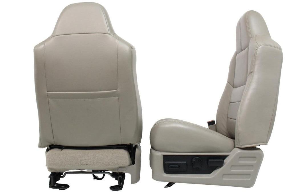 2008-2010 Ford Super Duty Front Seats, Power Stone Gray Leather Lumbar OEM
