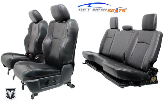 09-18 Dodge Ram 1500 2500 Quad Cab Seats Heated Ventilated Leather Set Black