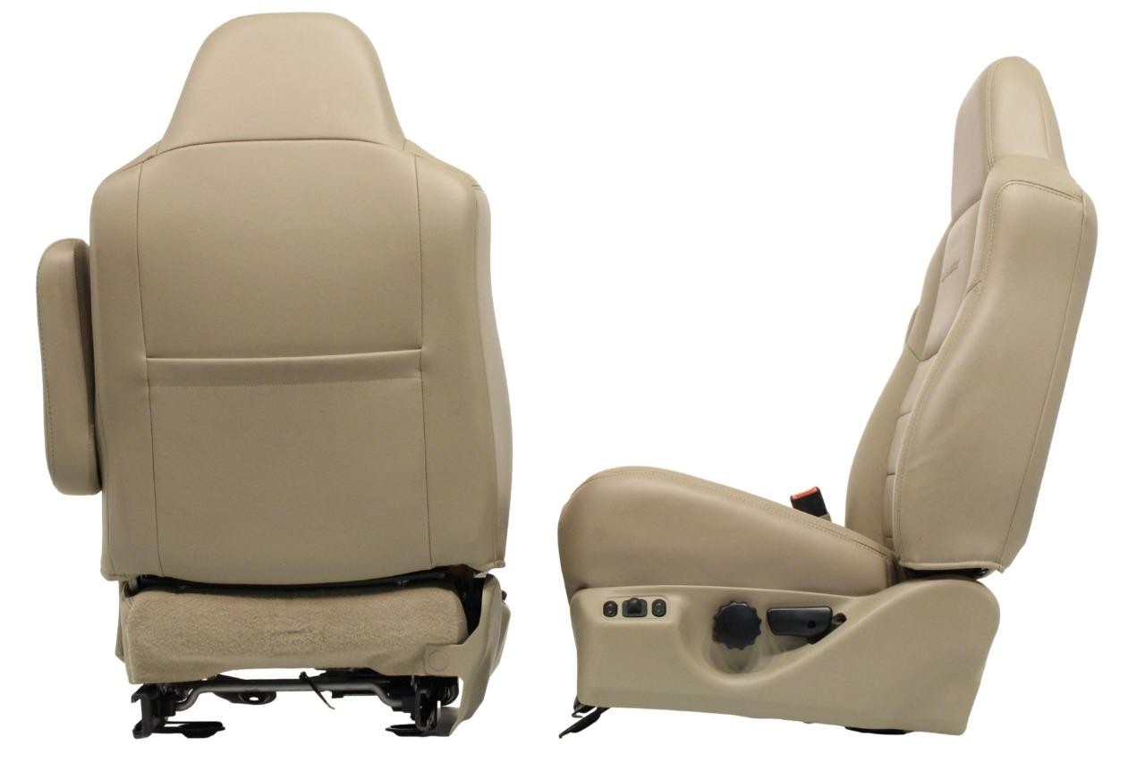 99-10 Ford F250 F350 Excursion Seats Tan Leather Power Front Bench Super Duty