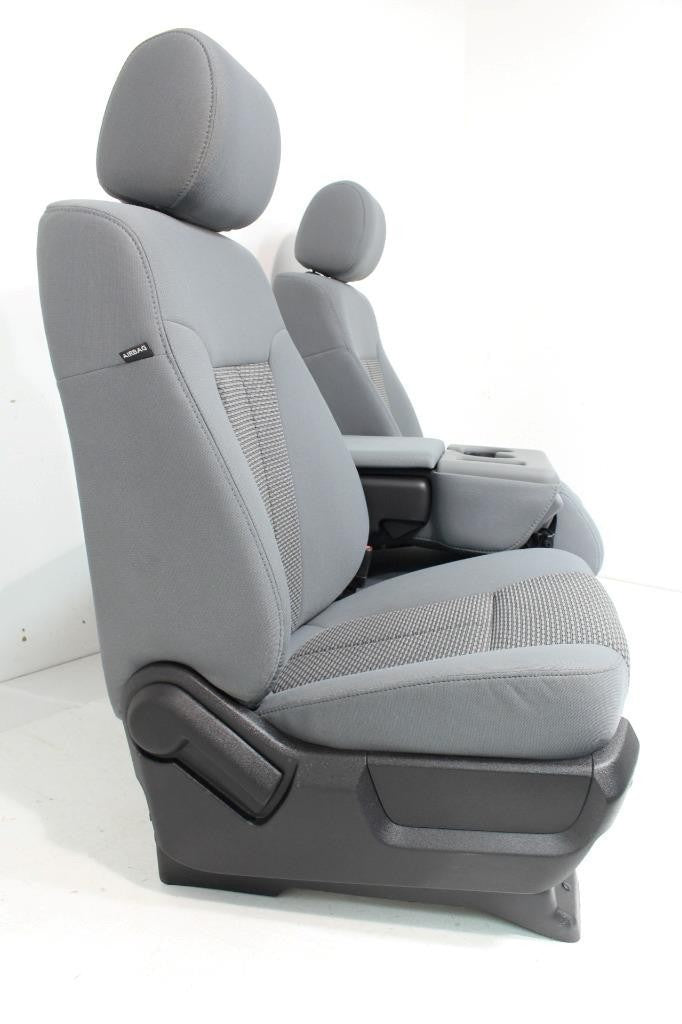 1999 - 2016 Ford Super Duty Front Seats, XLT Steel Gray Cloth Power w/ Jumpseat