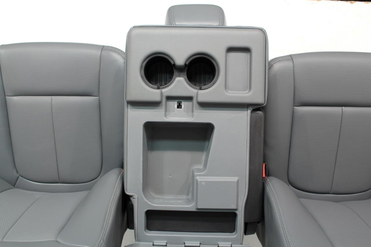 1999 - 2016 Ford Super Duty Front Seats, XLT Steel Gray Vinyl Bench w/ Jumpseat