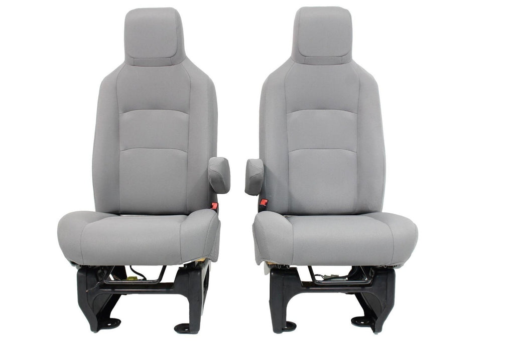Ford Econoline Front Bucket Seats, Gray Cloth w/ Folding Armrests, Fits 1997+