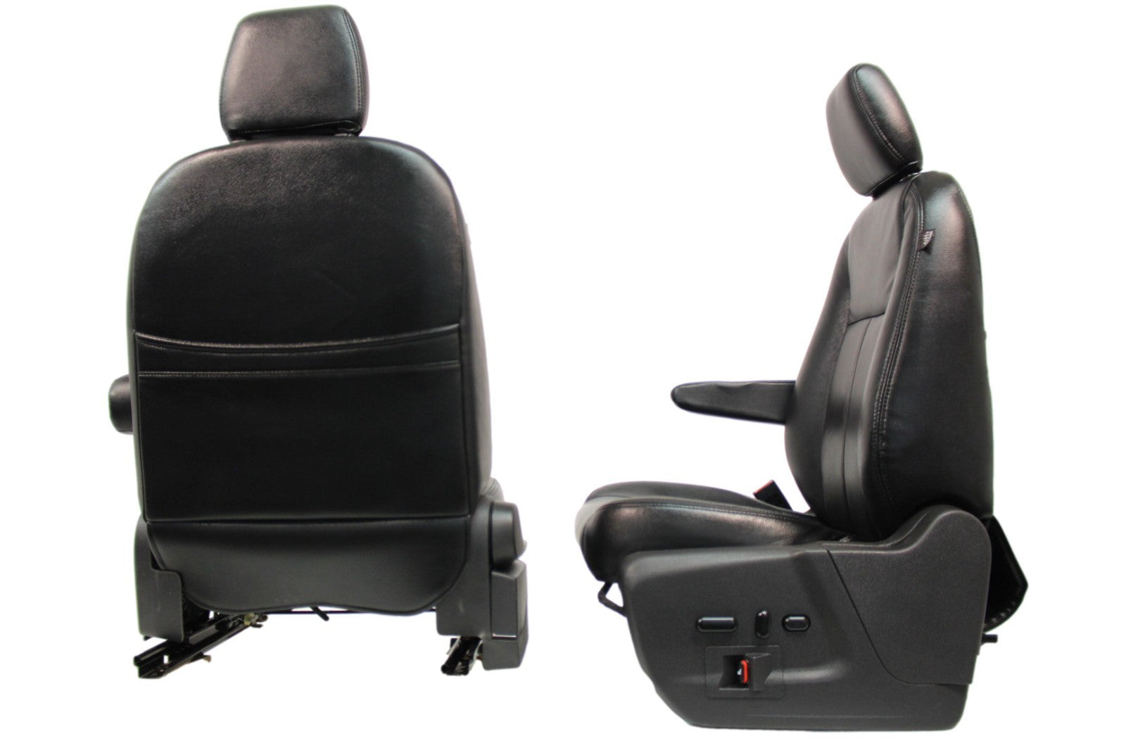 2015 - 2026 Ford Transit Front Seats, Black Leather w/ Heated Power Driver Seat