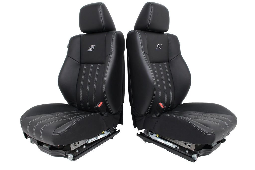 2011 - 2023 Chrysler 300 S Black Leather Front Seats, White Stitching, Heated