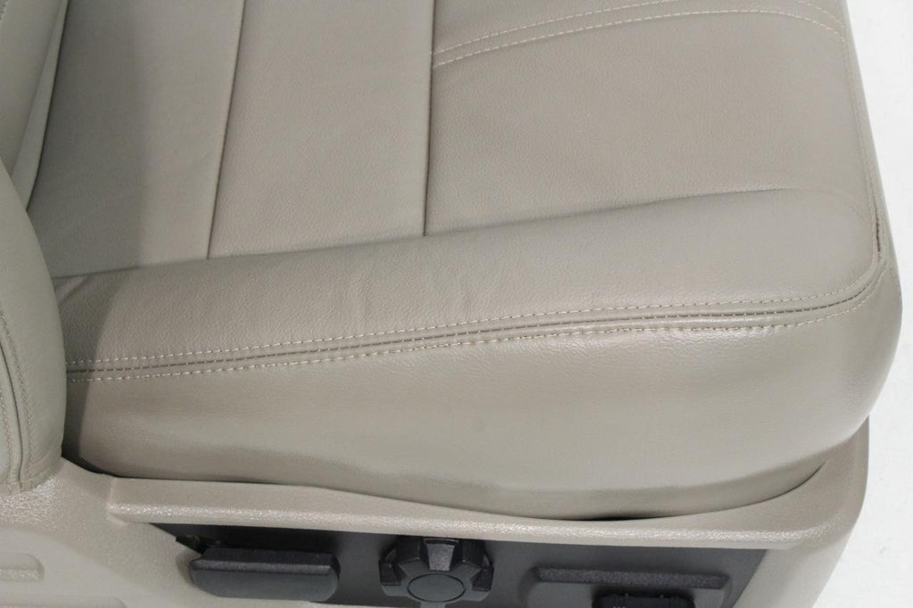 2008-2010 Ford Super Duty Front Seats, Power Stone Gray Leather Lumbar OEM