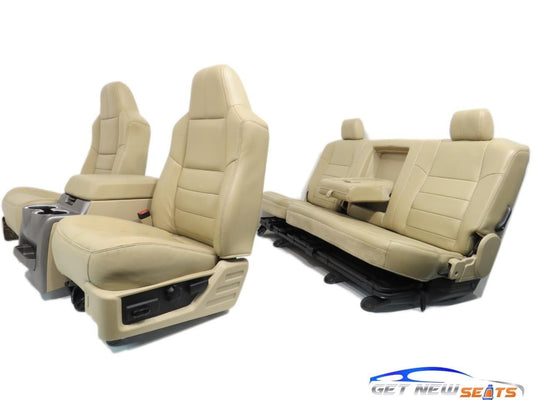 Ford Super Duty Tan Leather Heated Front & Rear Seats F250 F350 F450 F550 F650