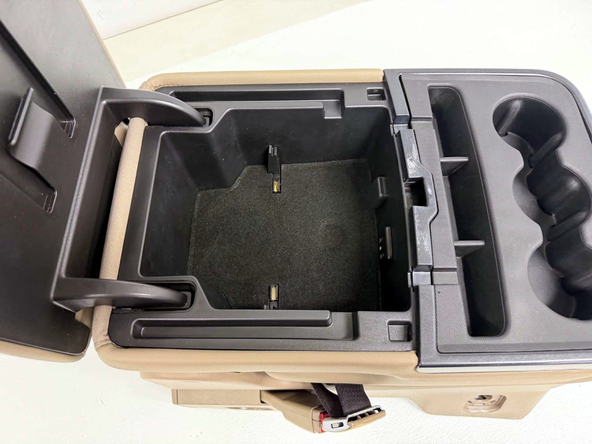 2014 - 2019 GMC Chevy Sierra Silverado Jump Seat Console, Tan Dune Leather OEM