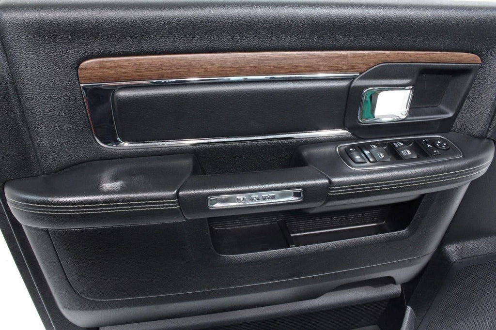 2013-2018 Ram Crew Cab Door Panel Set, Laramie Black Leather & Wood w/ Switches
