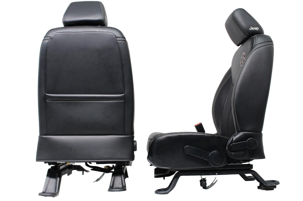 2007 - 2018 Jeep Wrangler JKU Seats Set, Oscar Mike Black Leather Freedom Edtn