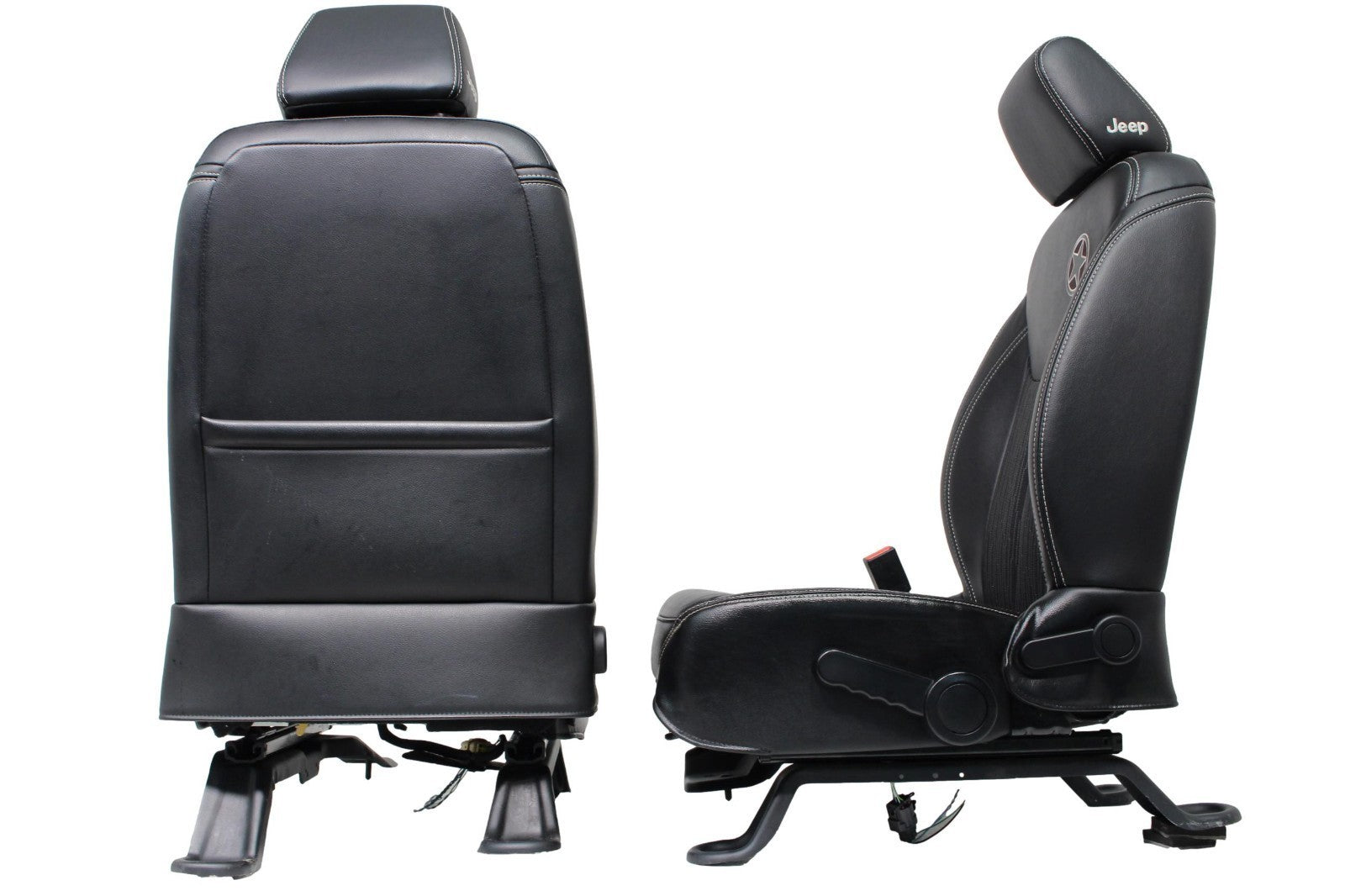 2007 - 2018 Jeep Wrangler JKU Seats Set, Oscar Mike Black Leather Freedom Edtn