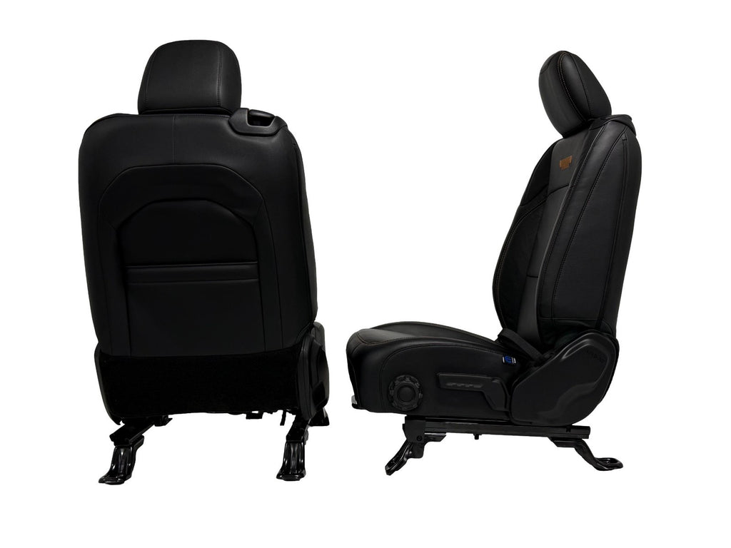 2018 - 2026 Jeep Wrangler JL Seats Set, 2-Door MOPAR Black Leather Orange Stitch