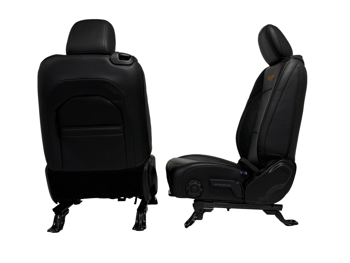2018 - 2026 Jeep Wrangler JL Seats Set, 2-Door MOPAR Black Leather Orange Stitch