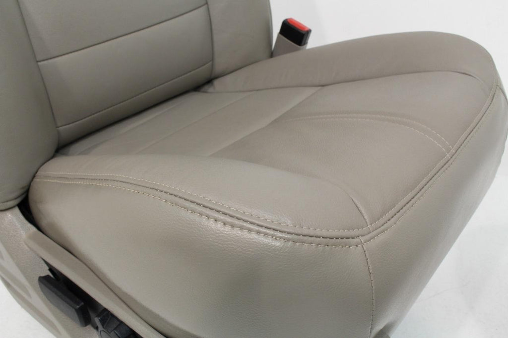 2008-2010 Ford Super Duty Front Seats, Power Stone Gray Leather Lumbar OEM