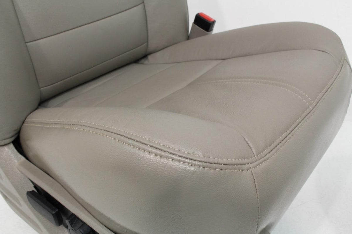 2008-2010 Ford Super Duty Front Seats, Power Stone Gray Leather Lumbar OEM