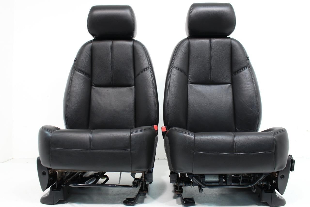 2007-2014 GM Silverado Tahoe Front Seats, LT Black Leather Lumbar w Driver Power