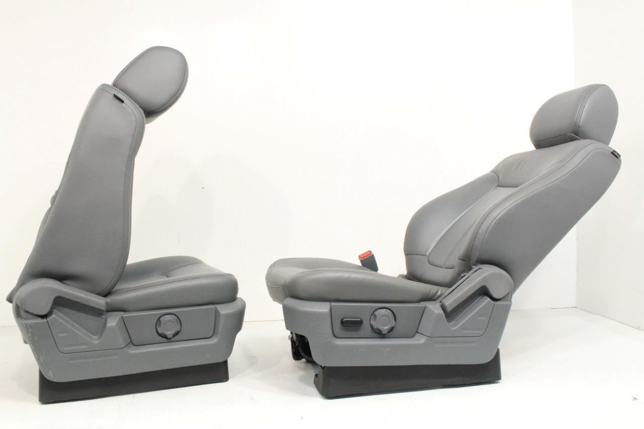 2009 - 2014 Ford F150 Front Seats, XLT Steel Gray Leather w/ Power Driver Seat