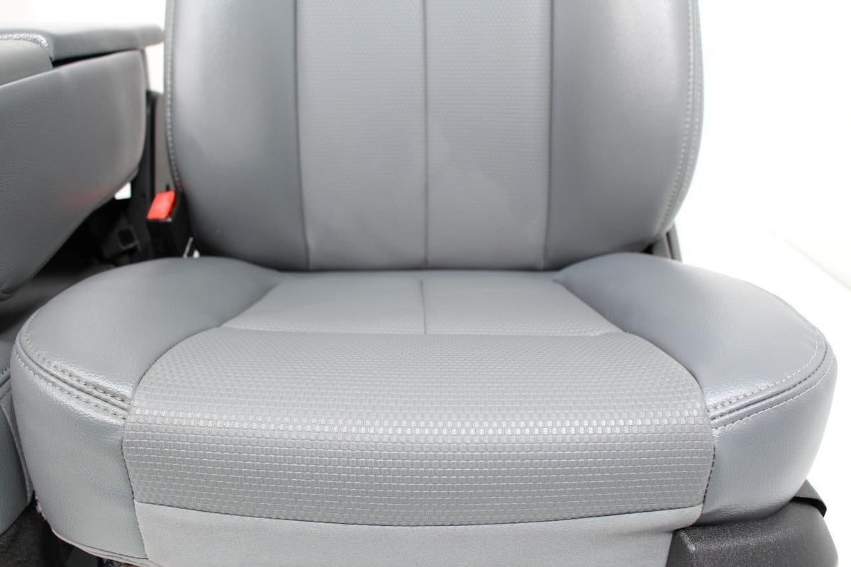 1999 - 2016 Ford Super Duty Front Seats, XL Steel Gray Vinyl Bench w/ Jumpseat