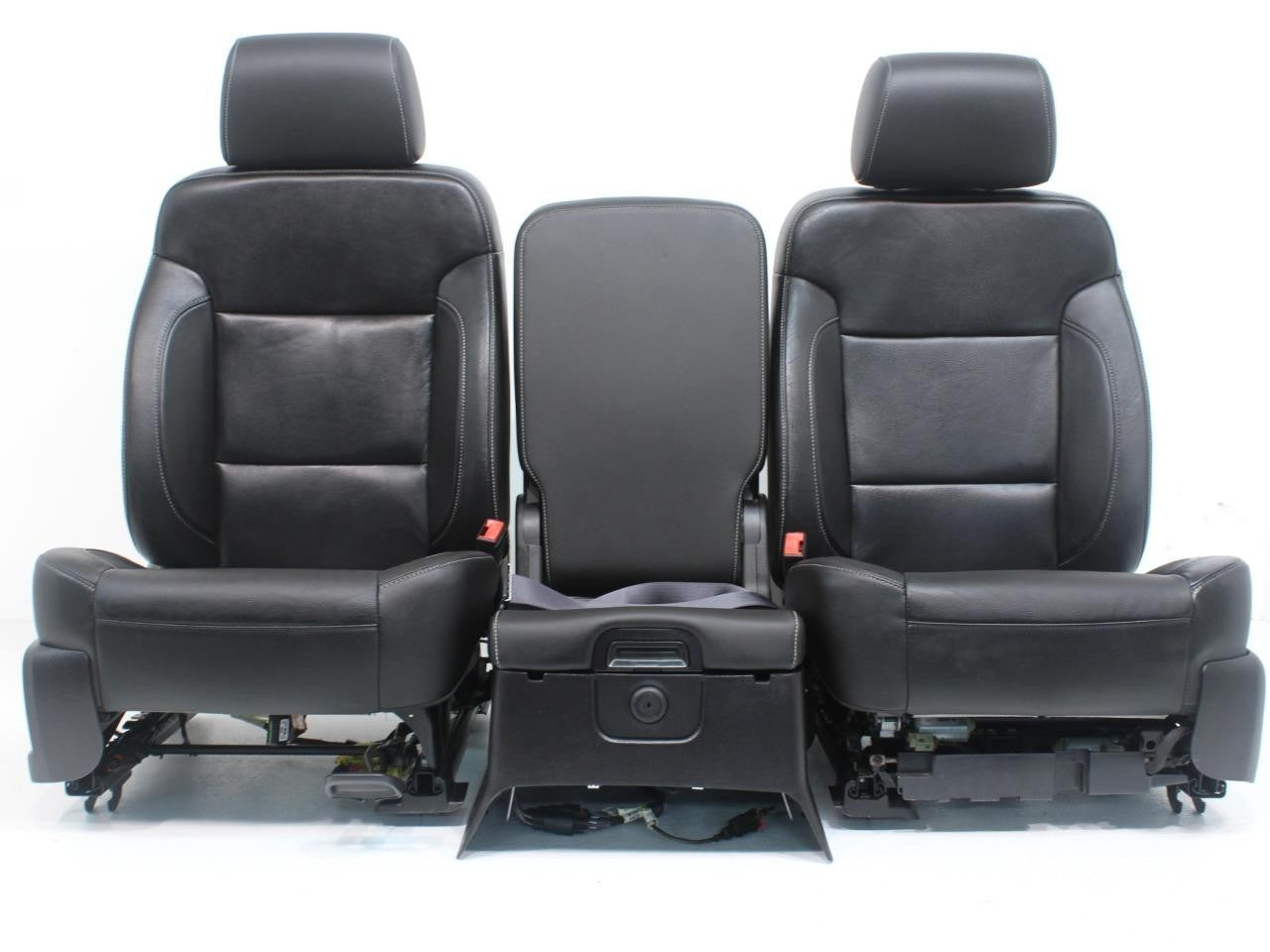2014 - 2019 GM Sierra Silverado LT Front Seats, Power Black Leather, w/ Jumpseat
