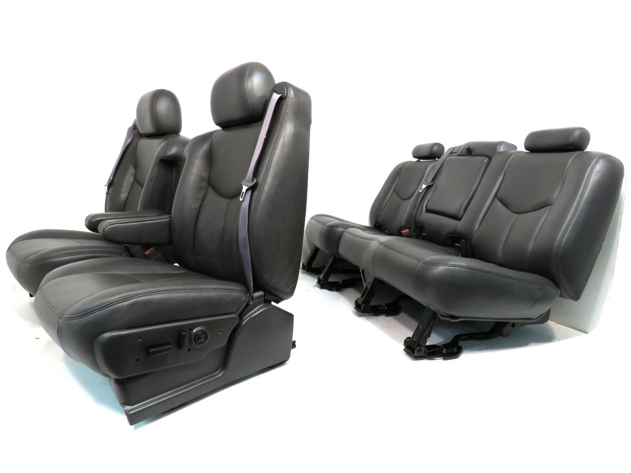 2003 - 2007 Sierra Silverado HD Seats, Dark Pewter Leather, Full Set Crew Cab
