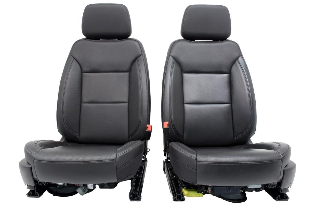 19-22 Silverado Sierra Heated Cooled Black Leather Seats Front & Rear Set OEM