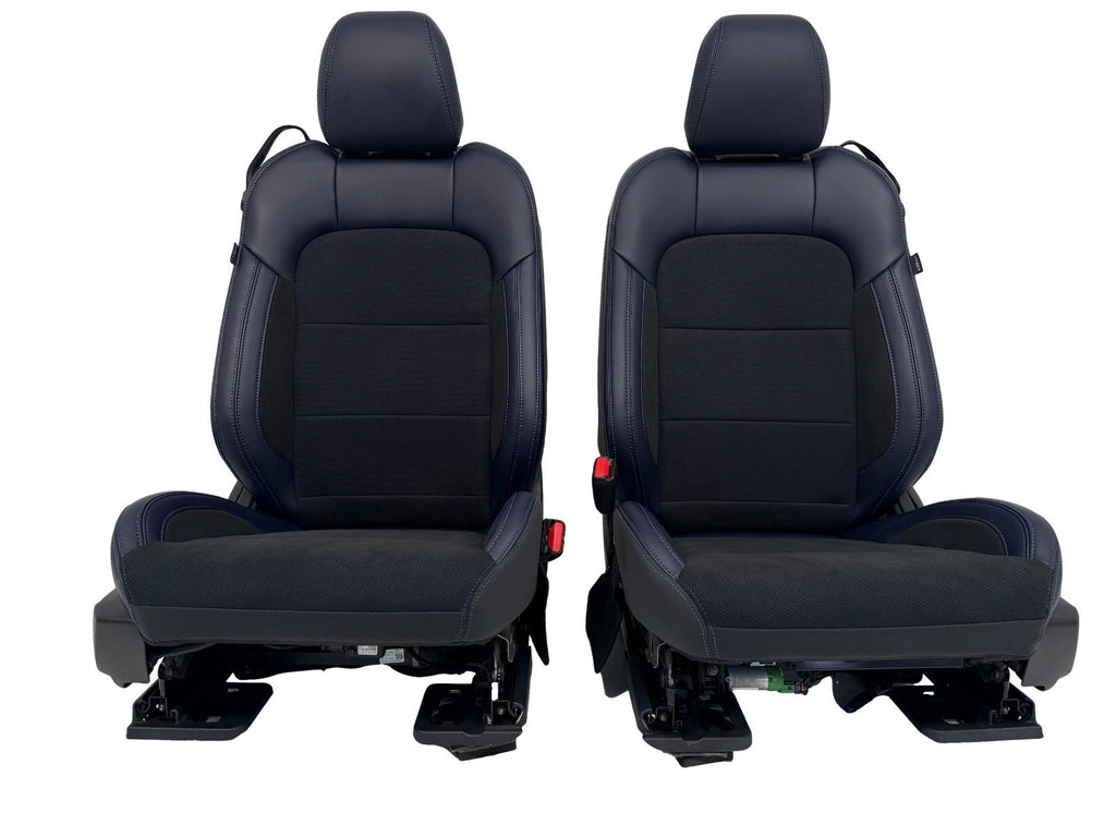 24-26 Ford Mustang Dark Horse Coupe Front Seats, Black Indigo Blue Leather Suede