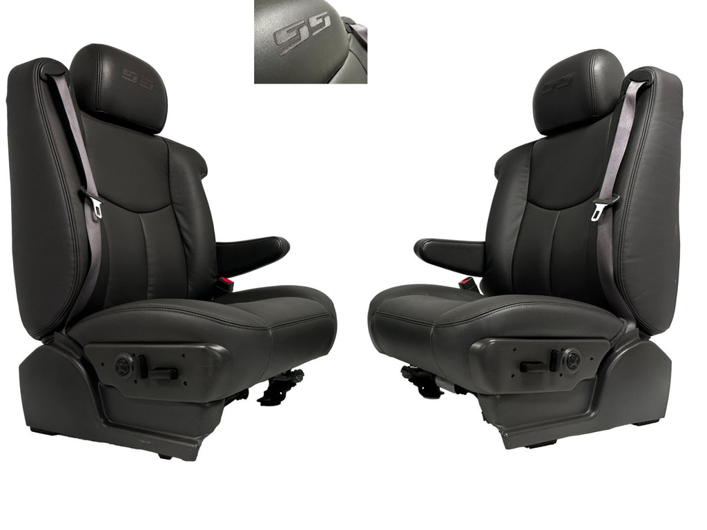 1999 - 2006 Chevy Silverado SS Front Seats, New Leather Dark Pewter Power Heated
