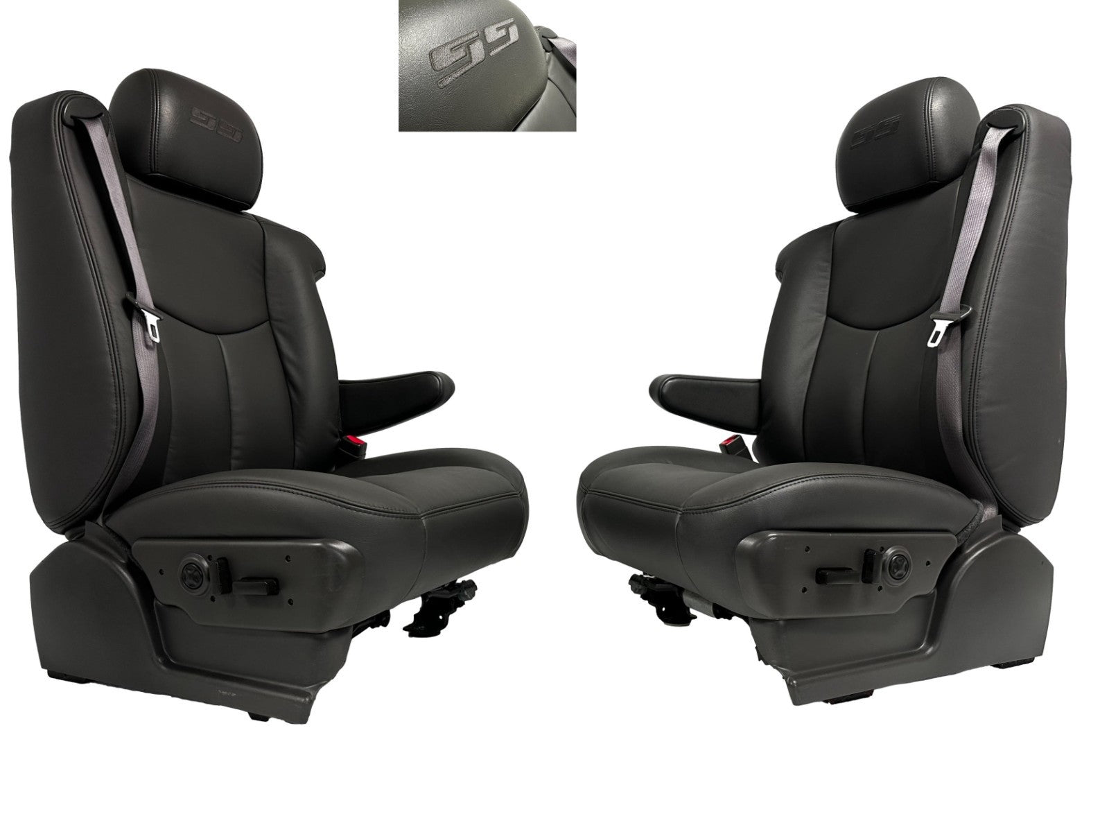 1999 - 2006 Chevy Silverado SS Front Seats, New Leather Dark Pewter Power Heated