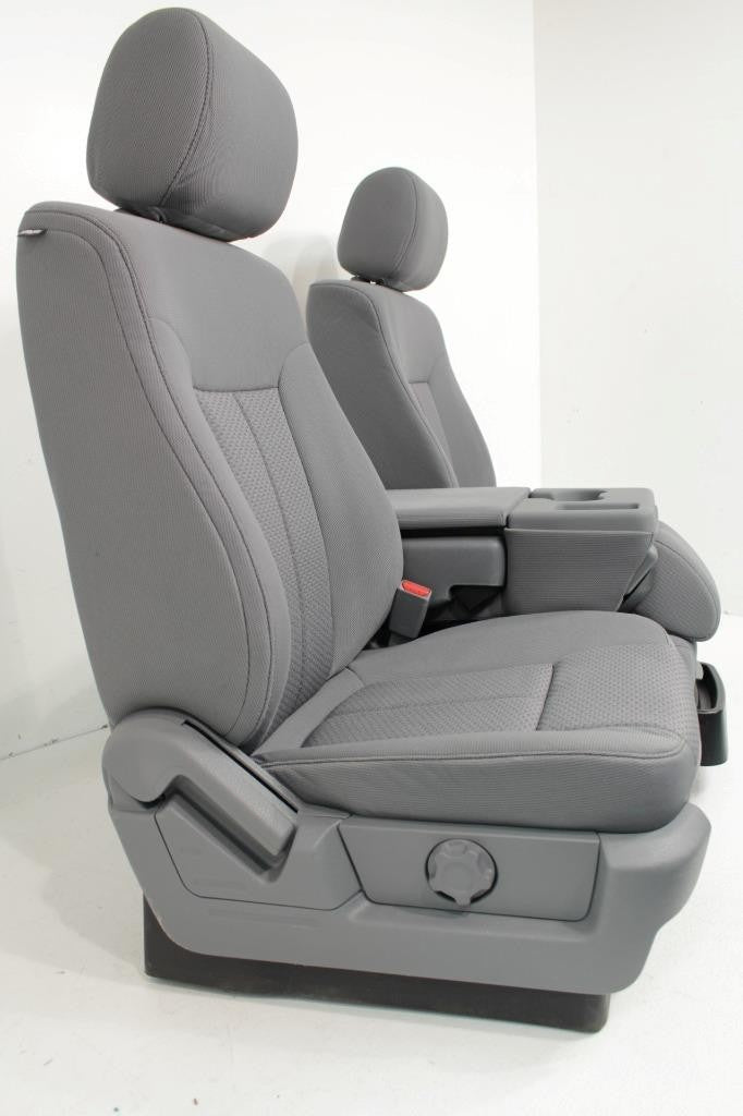 2009 - 2014 Ford F150 Front Seats w/ Jump Seat, XLT Gray Cloth w/ Power Driver
