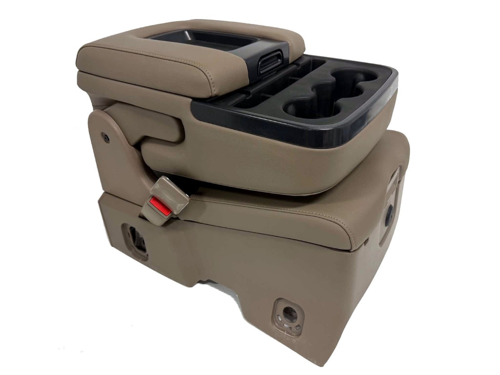2014 - 2019 GMC Chevy Sierra Silverado Jump Seat Console, Tan Dune Leather OEM