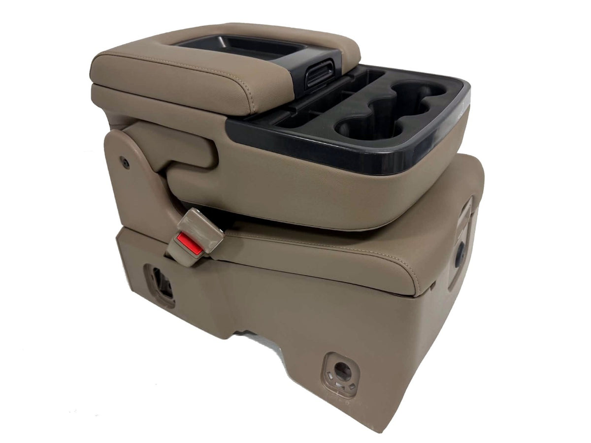 2014 - 2019 GMC Chevy Sierra Silverado Jump Seat Console, Tan Dune Leather OEM