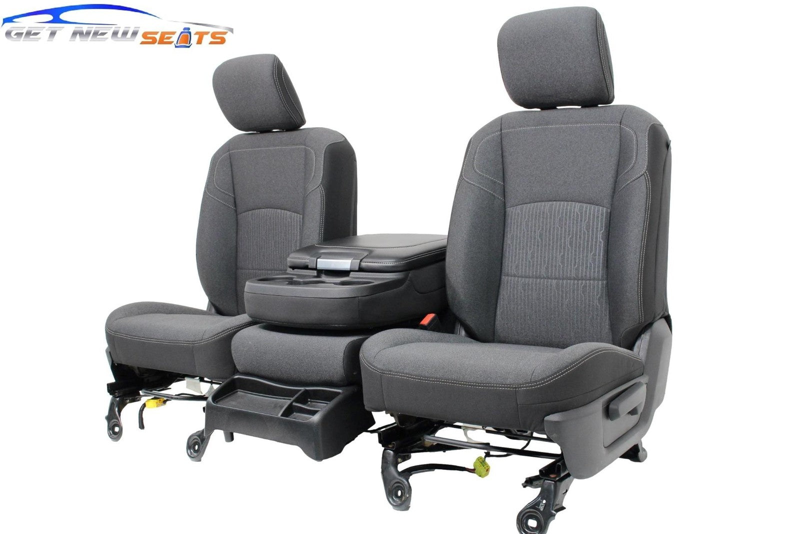 2002 - 2025 Dodge Ram Black & Gray Cloth Front Seats with Jump Seat Console