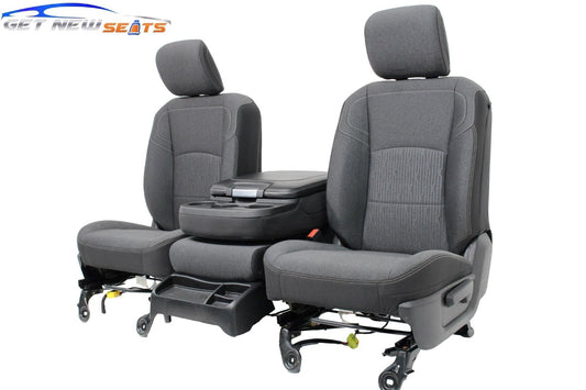 2002 - 2025 Dodge Ram Black & Gray Cloth Front Seats with Jump Seat Console