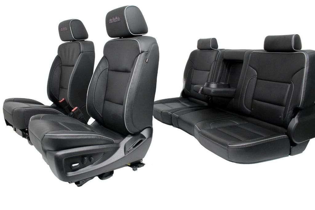 2014 - 2019 Sierra Chevy Silverado Seats Set, High Country Power Black Leather