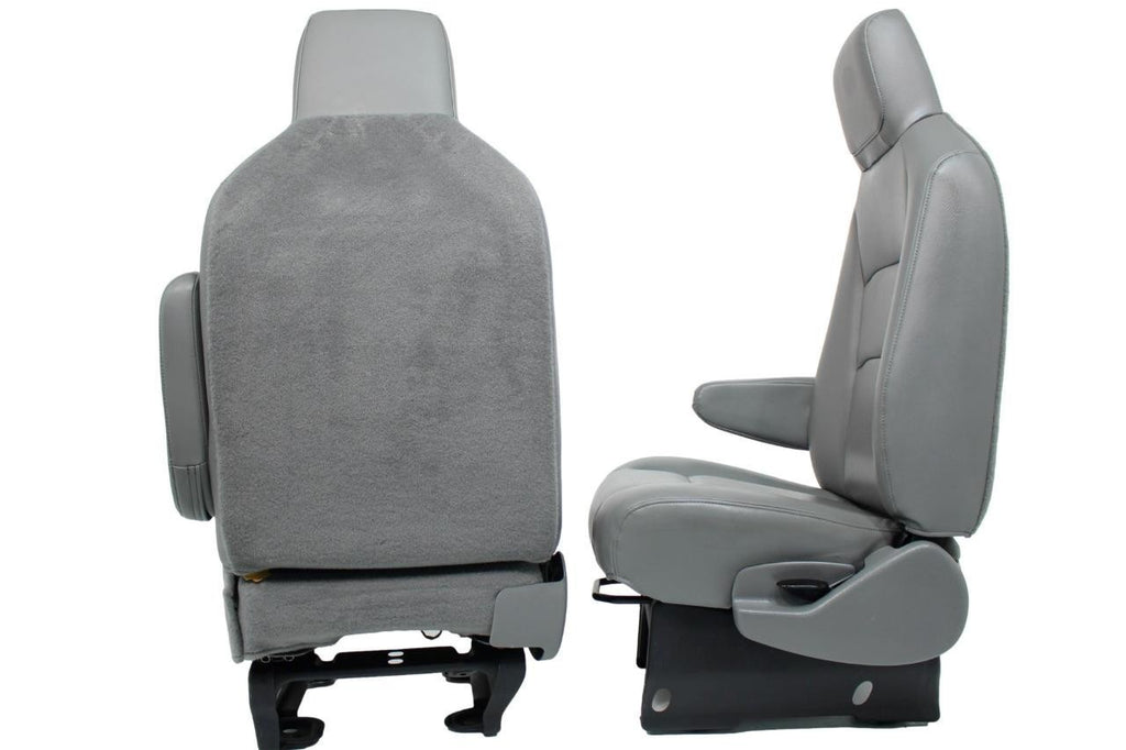 Ford Econoline Front Bucket Seats, Gray Vinyl w/ Folding Armrests, Fits 1997+