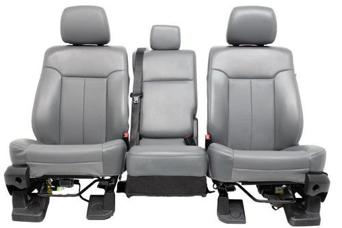 1999 - 2016 Ford Super Duty Front Seats, XLT Steel Gray Vinyl Bench w/ Jumpseat