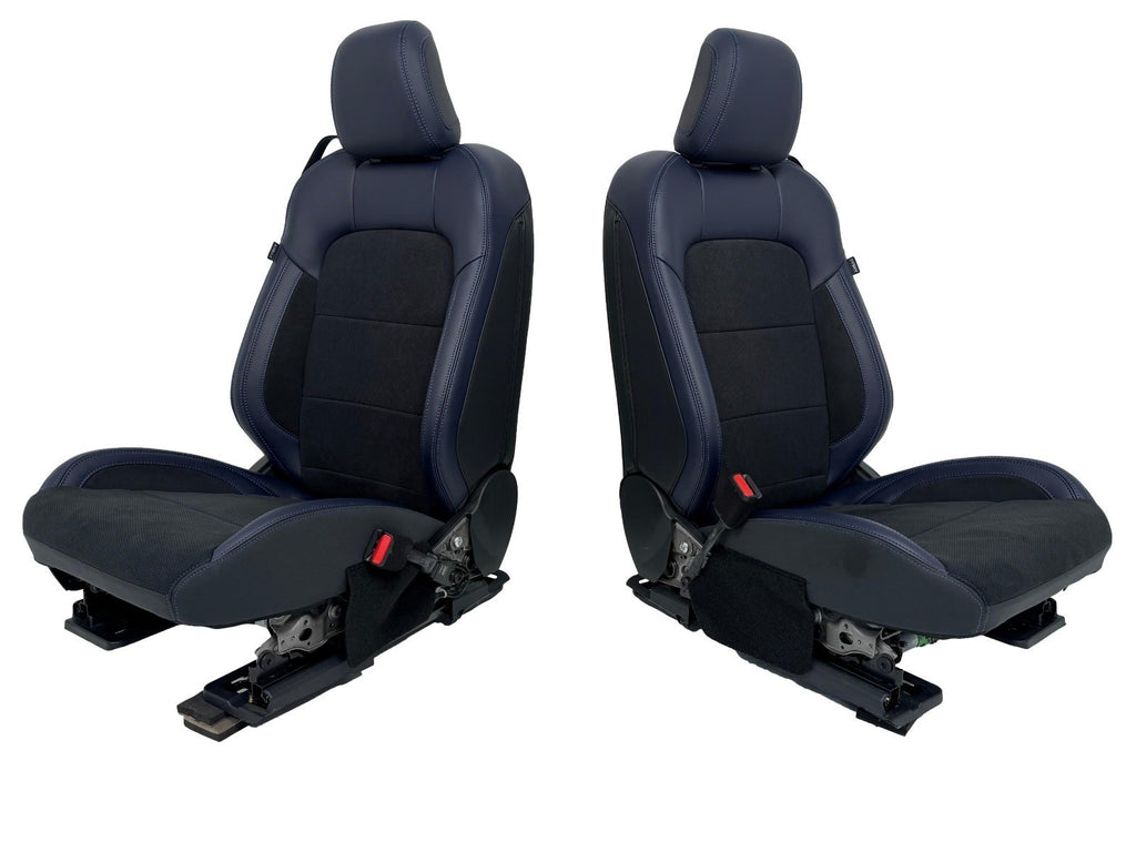 24-26 Mustang Dark Horse Coupe Seats Set, Black Indigo Blue Leather Suede