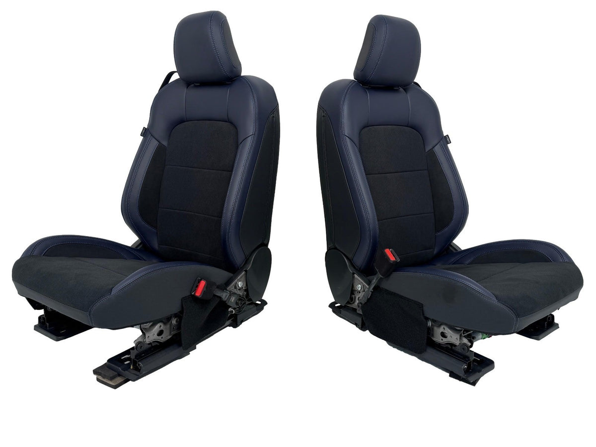 24-26 Mustang Dark Horse Coupe Seats Set, Black Indigo Blue Leather Suede