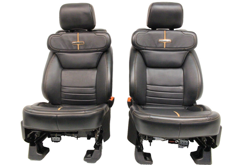 2023 + Ford Super Duty Platinum Seats Set, Black Leather Max Recline Massaging