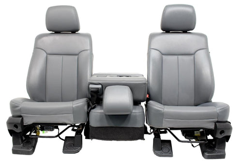 1999 - 2016 Ford Super Duty Front Seats, XLT Steel Gray Vinyl Bench w/ Jumpseat
