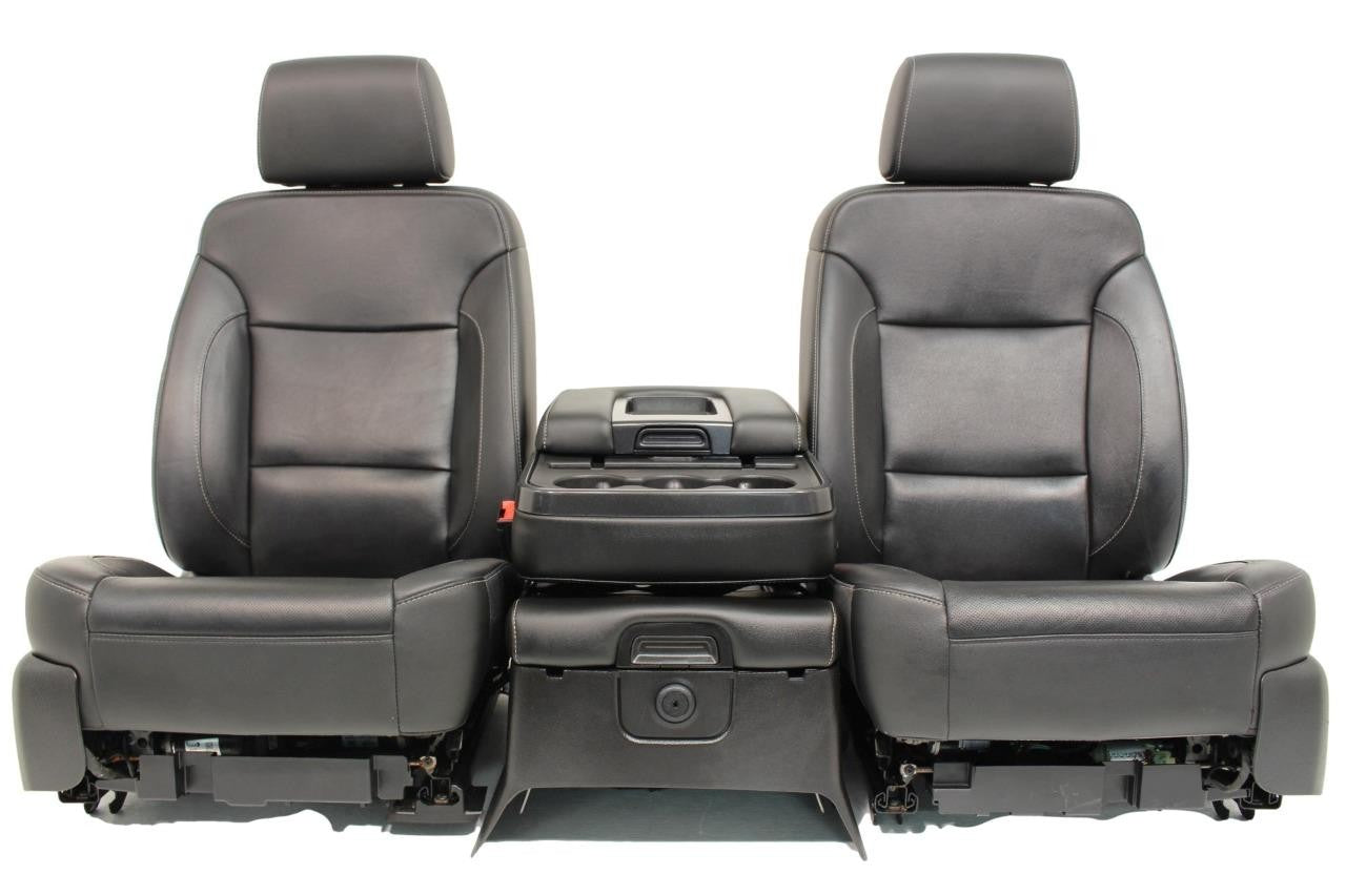 2014 - 19 Chevy Silverado GMC Sierra Black Leather Folding Jump Seat Console Kit