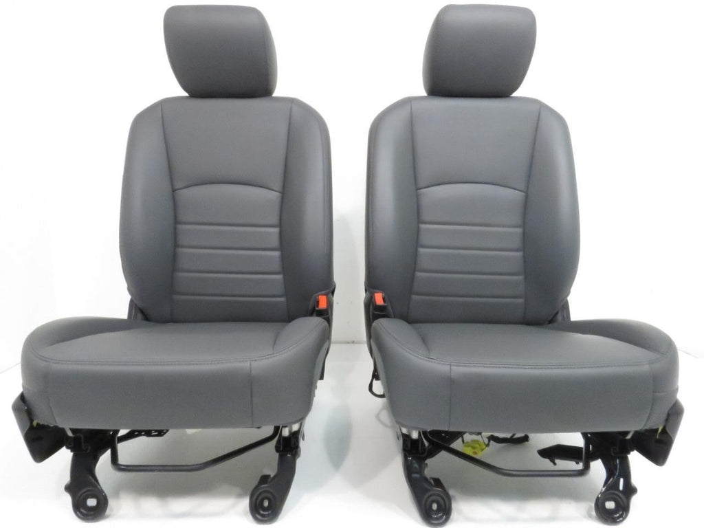 2009-2018 Dodge Ram Front Seats Pair, OEM Work Grade Gray Vinyl Manual LH RH