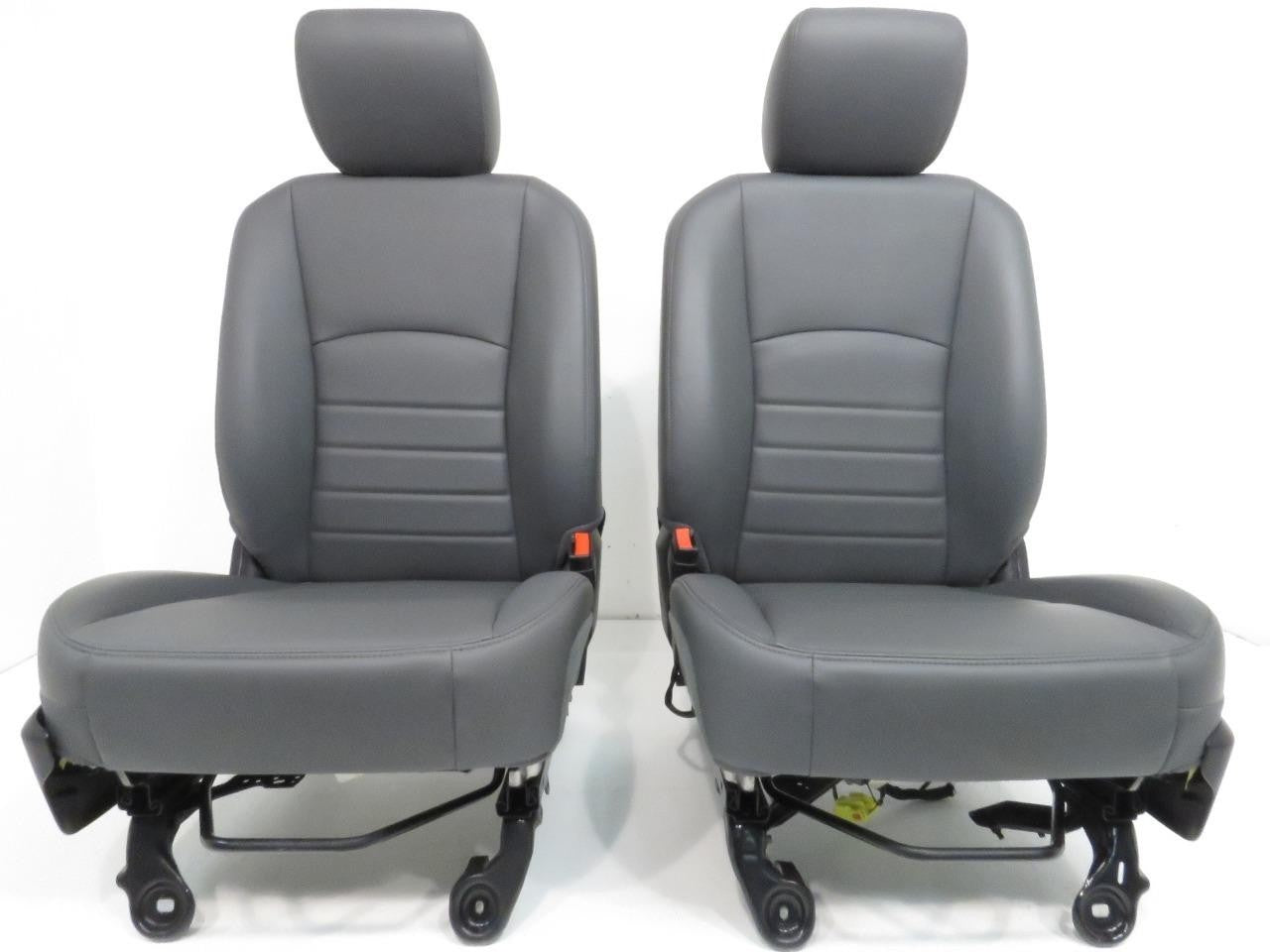 2009-2018 Dodge Ram Front Seats Pair, OEM Work Grade Gray Vinyl Manual LH RH
