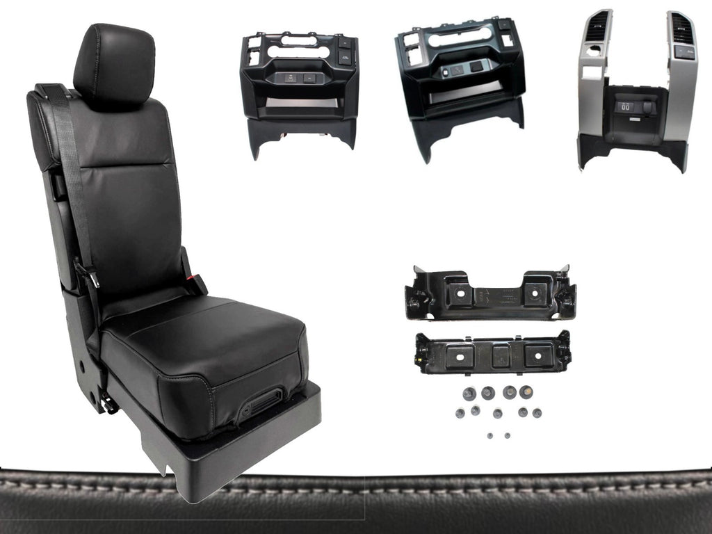 2015-2025 F150 Super Duty Console → Jump Seat Conversion Kit Black Leather Gray