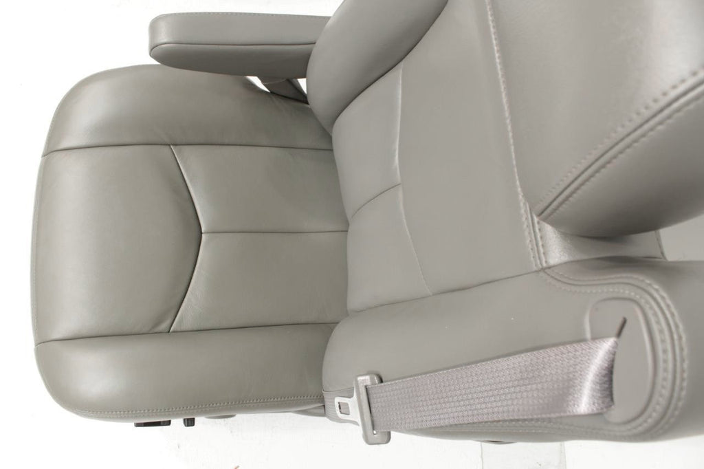 1999-2007 Sierra Silverado Heated Power Leather Seats Pewter Gray, 2-Way Lumbar