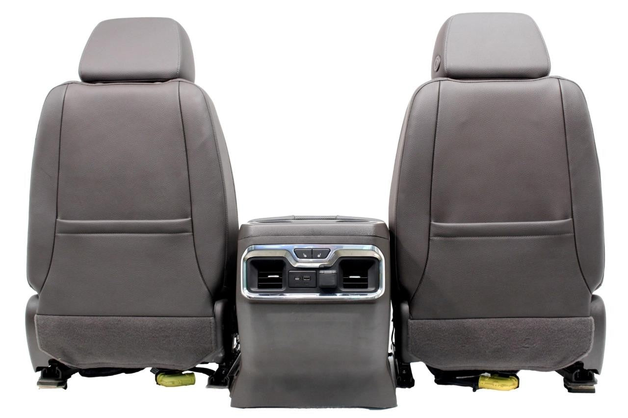 20-22 Sierra Denali Leather Seats Heated Cooled Door Panels Console, Brown Blue